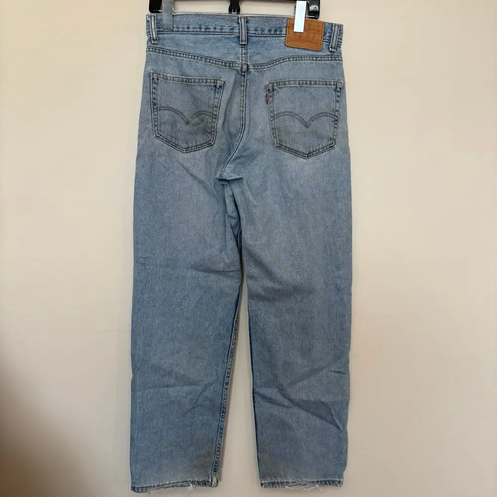 Vintage Y2K Levis 550 Relaxed Fit Light Wash Faded Distressed Jeans 32x32 Baggy